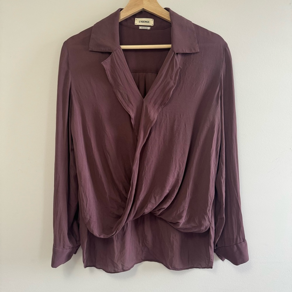 L'AGENCE Silk Long Sleeve Blouse